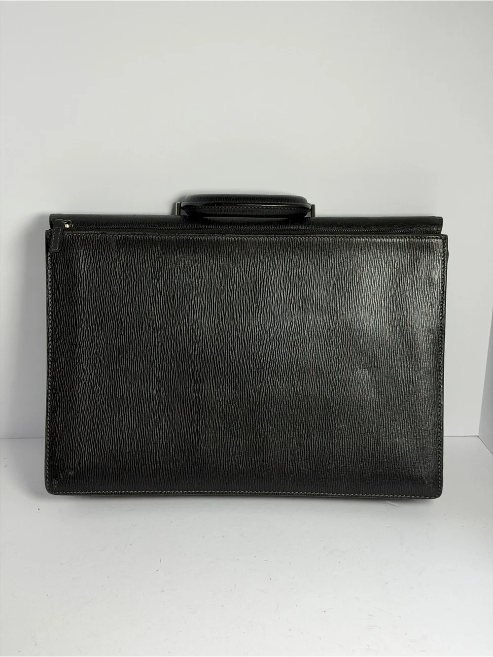 Salvatore Ferragamo Black Leather Sturdy Briefcase Business Bag